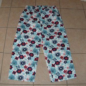 NEW Blue Floral Sz Large Elastic Waist Cotton Lounge Sleep Pants MARK ASH…